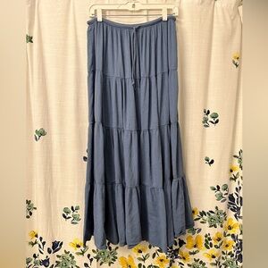Aerie Blue Maxi Tiered Skirt